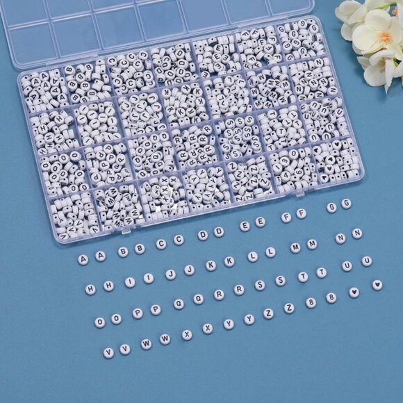 840Pcs Letter Beads, 28 Styles Friendship Bracelet Kit, 4X7 Mm Acrylic Alphabet - Picture 6 of 6